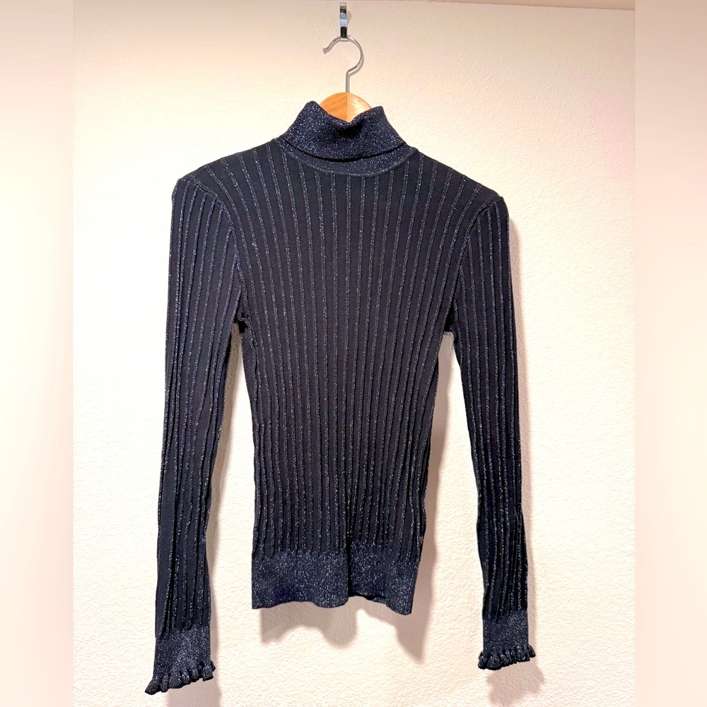 SCOTCH & SODA Navy Sparkle Ribbed Turtleneck